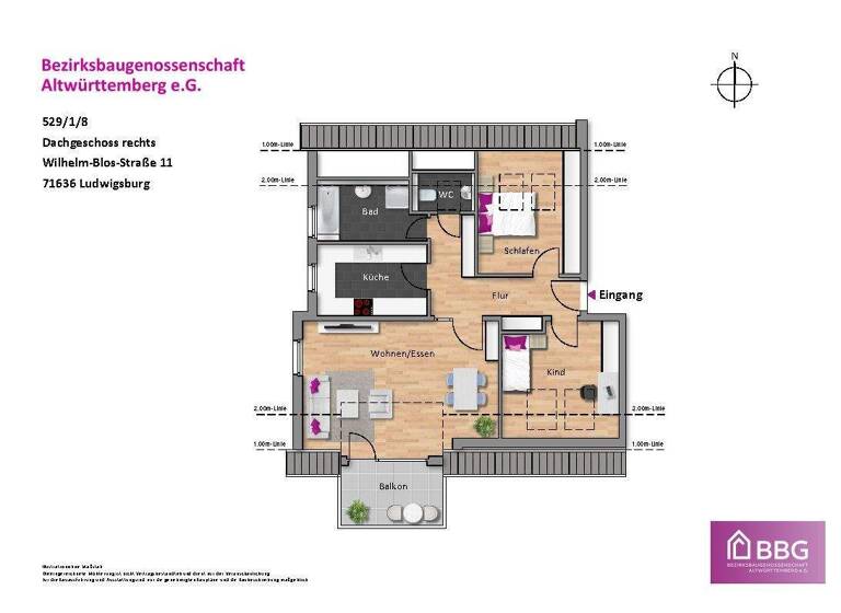 Wohnung zur Miete 1.128 € 3 Zimmer 85,1 m² 99. Geschoss frei ab 01.04.2026 Wilhelm-Blos-Straße 11 West Ludwigsburg 71636