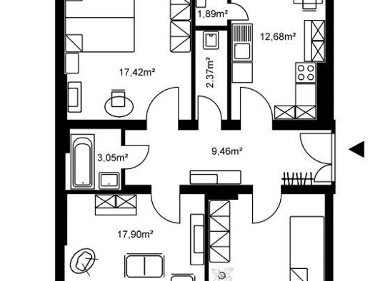 Wohnung zur Miete 893 € 3 Zimmer 79,9 m² 3. Geschoss frei ab sofort Klarenthaler Straße 13 Wiesbaden Wiesbaden 65197