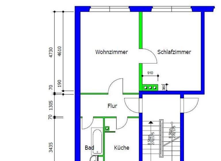 Wohnung zur Miete 291 € 2 Zimmer 44,3 m² 3. Geschoss Hufelandstraße 1 Suhl 98527