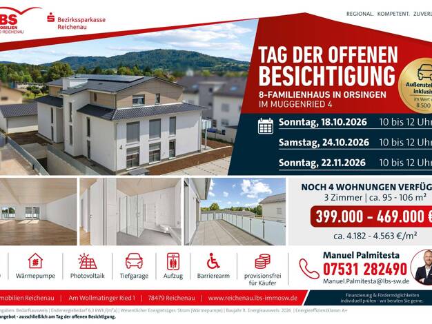 Wohnung zum Kauf - Erstbezug provisionsfrei 469.000 € 3 Zimmer 106,3 m² Im Ried 4 Nenzingen Orsingen-Nenzingen 78359