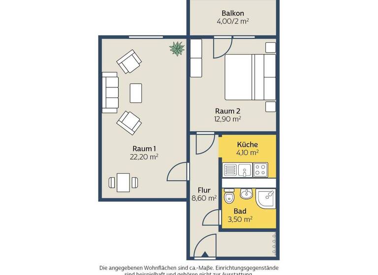 Wohnung zur Miete 401 € 2 Zimmer 53,4 m² Dölziger Weg 2 Schönau Leipzig 04205