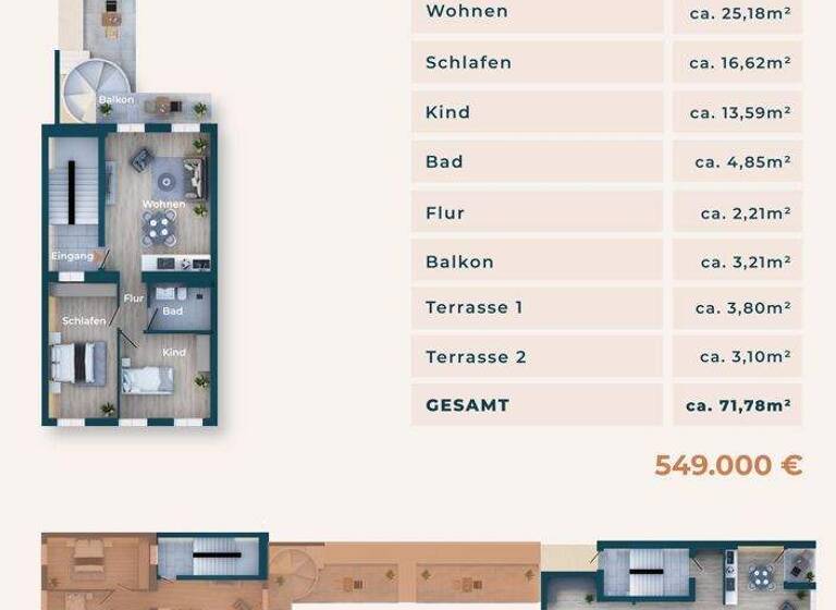 Wohnung zum Kauf - Erstbezug 525.000 € 3 Zimmer 71,8 m² 2. Geschoss frei ab sofort Zentrum Bonn 53111