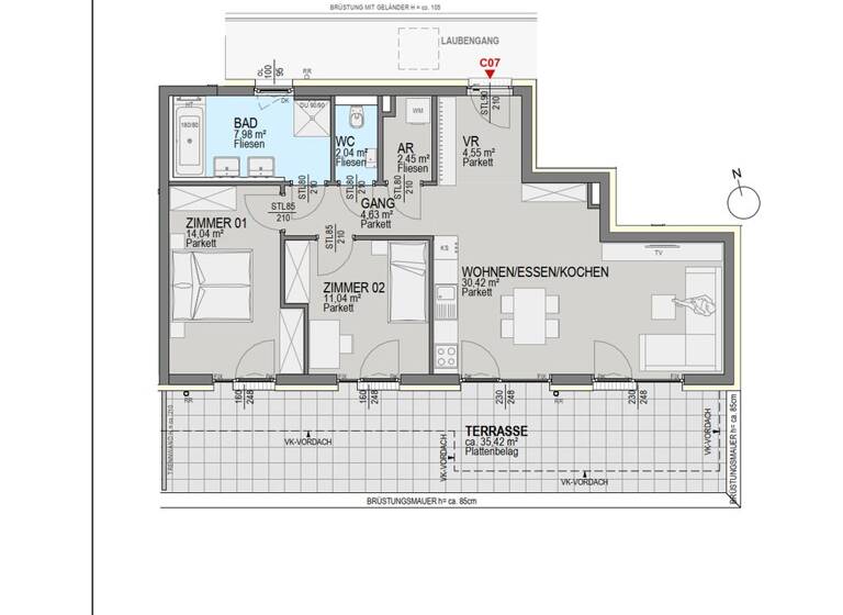 Wohnung zum Kauf 542.200 € 3 Zimmer 77,2 m² Straßgang Graz 8054