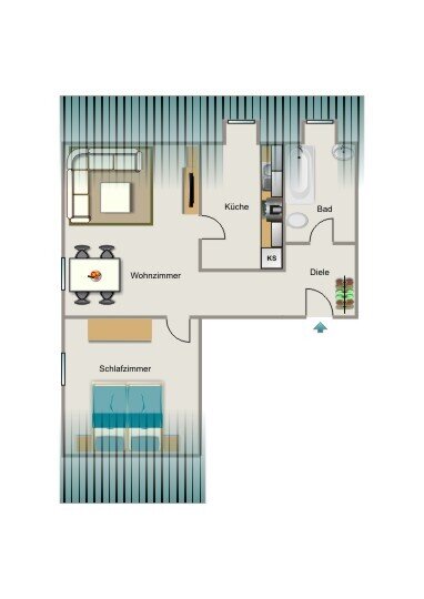 Wohnung zur Miete 245 € 2,5 Zimmer 33,1 m²<br/>Wohnfläche 2.<br/>Geschoss Wrangelstraße 44 Batenbrock - Nord Bottrop 46238