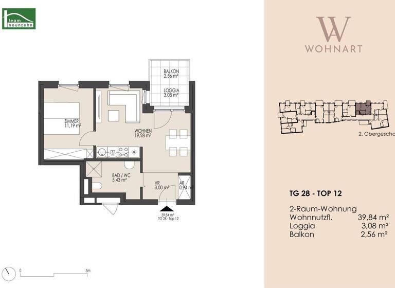 Wohnung zur Miete 799 € 2 Zimmer 39,8 m² 2. Geschoss Taubergasse 22-28 Wien 1170