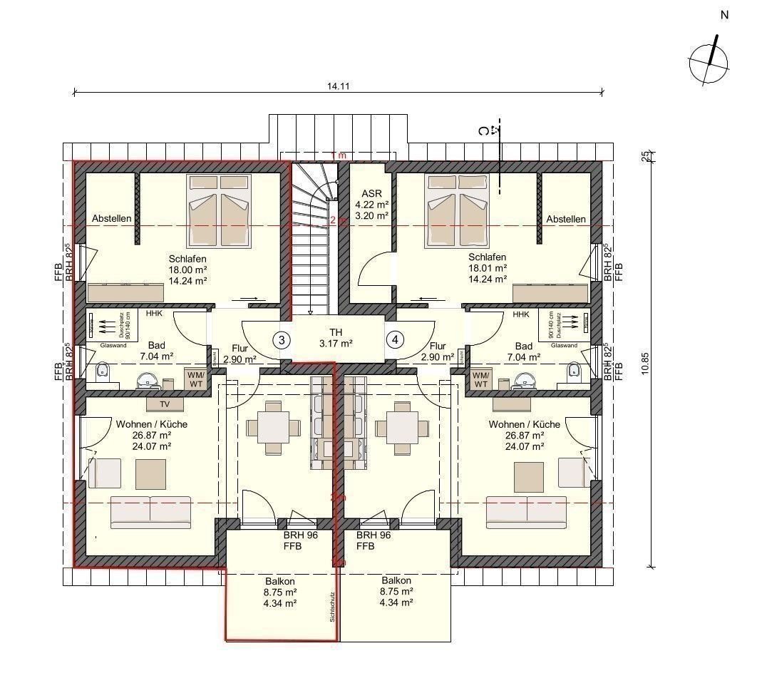 Wohnung zum Kauf provisionsfrei 209.000 € 2 Zimmer 52,6 m²<br/>Wohnfläche 1.<br/>Geschoss Wendisch Langendorf Klausdorf 18445