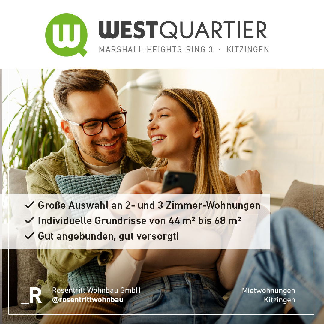 Wohnung zur Miete 890 € 2 Zimmer 69,5 m²<br/>Wohnfläche 2.<br/>Geschoss Marshall-Heights-Ring 3 Kitzingen Kitzingen 97318