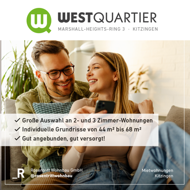 Wohnung zur Miete 890 € 2 Zimmer 69,5 m² 2. Geschoss Marshall-Heights-Ring 3 Kitzingen Kitzingen 97318