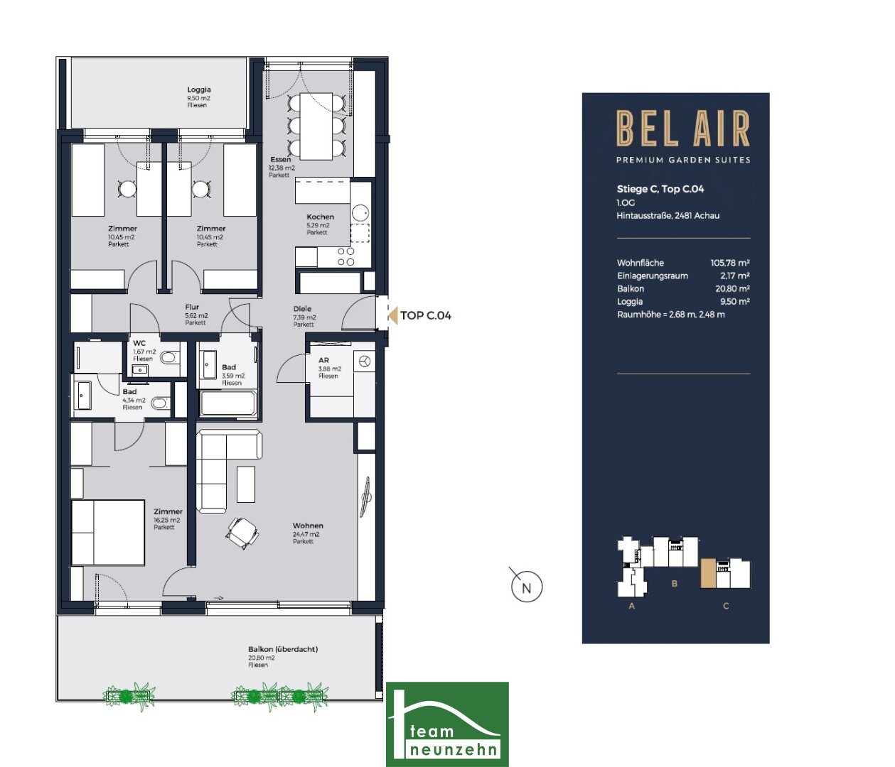 Wohnung zum Kauf 690.000 € 4 Zimmer 105,7 m²<br/>Wohnfläche 1.<br/>Geschoss Hintausstraße Achau 2481