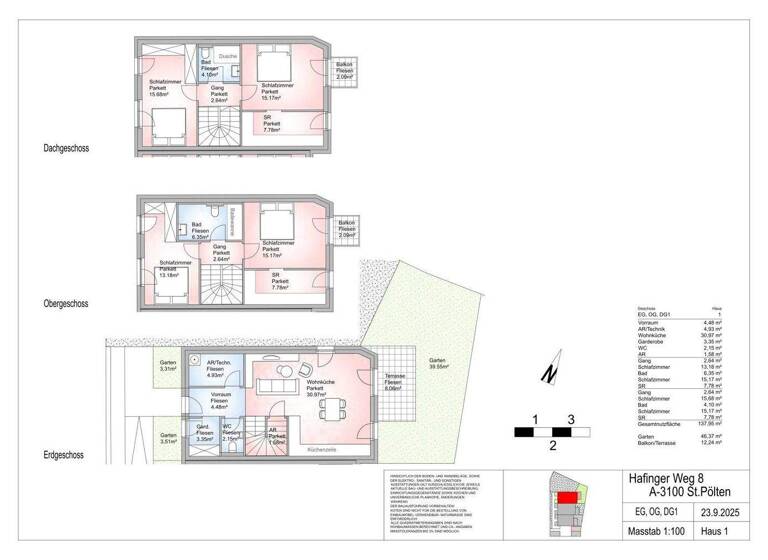 Reihenendhaus zum Kauf - Erstbezug 640.000 € 5,5 Zimmer 138 m² Teufelhof St. Pölten 3100