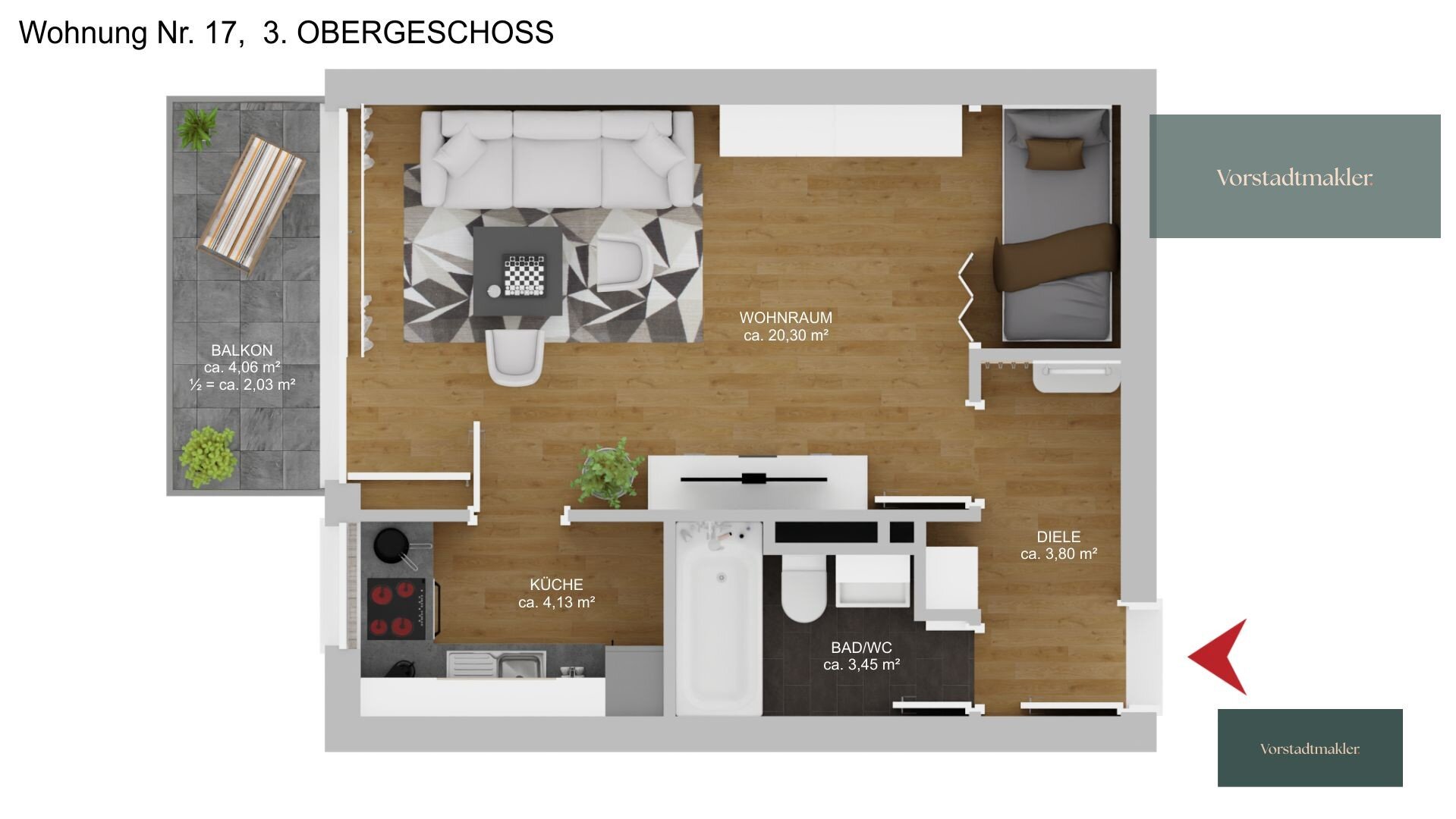 Wohnung zum Kauf 340.000 € 1 Zimmer 33,7 m²<br/>Wohnfläche 3.<br/>Geschoss St. Benno München 80335