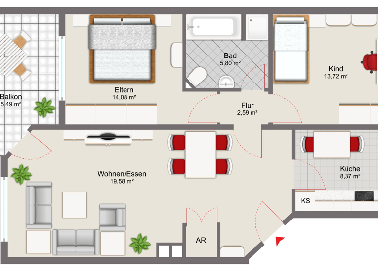 Wohnung zum Kauf 80.000 € 3 Zimmer 78,1 m²<br/>Wohnfläche Groß Santersleben Groß Santersleben 39343