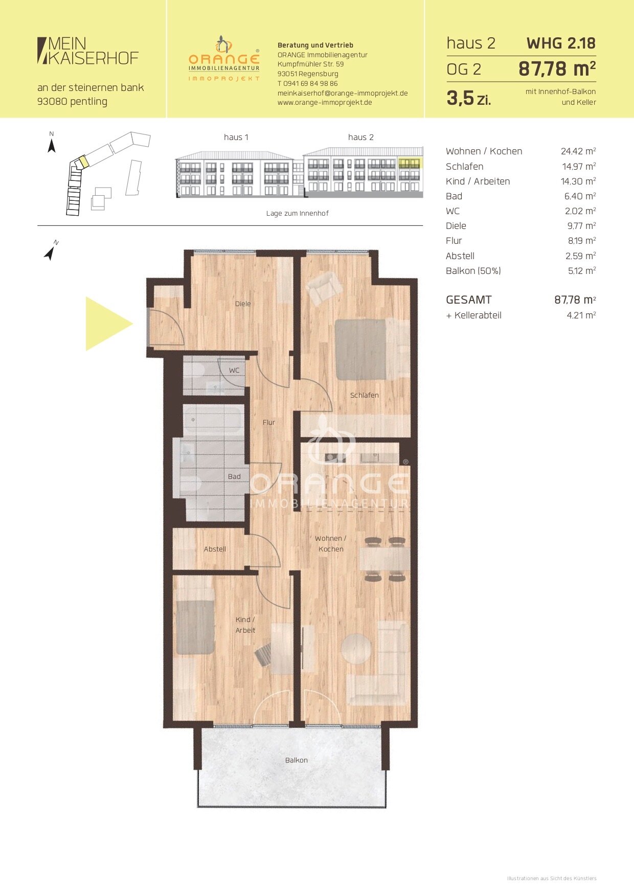 Wohnung zum Kauf 449.900 € 3,5 Zimmer 87,8 m²<br/>Wohnfläche Pentling Pentling 93080