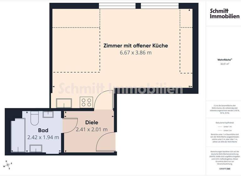 Studio zur Miete Wohnen auf Zeit 495 € 1 Zimmer 32 m² frei ab sofort An der Schwarzbachmühle 70 Schwanheim Frankfurt am Main 60529