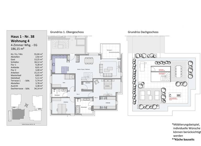 Maisonette zur Miete - Erstbezug 3.537 € 4 Zimmer 186,2 m² frei ab 01.06.2026 Bredeney Essen / Bredeney 45133