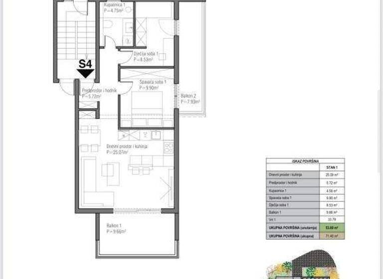 Wohnung zum Kauf 424.000 € 2 Zimmer 71 m² 1. Geschoss Znjan - Stobrec