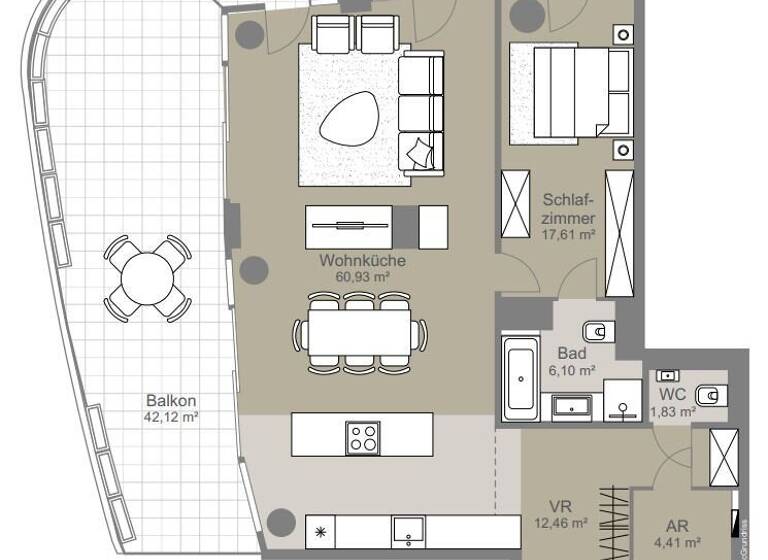 Wohnung zum Kauf - Erstbezug 1.890.000 € 3 Zimmer 103,3 m² 14. Geschoss Wien 1220