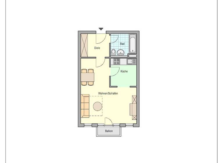 Studio zur Miete 348 € 1 Zimmer 39,5 m² 1. Geschoss frei ab sofort Stettiner Straße 10 Dormagen-Nord Dormagen 41539