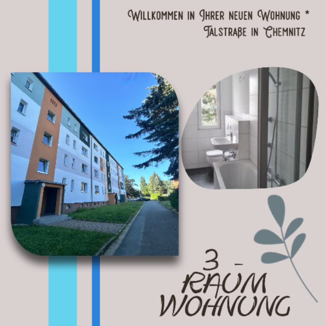 Wohnung zur Miete 384 € 3 Zimmer 64 m²<br/>Wohnfläche 3.<br/>Geschoss Talstraße 29 Reichenbrand 862 Chemnitz 09117