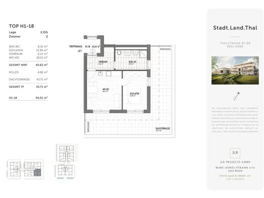 Wohnung zum Kauf - Erstbezug 235.000 € 2 Zimmer 45,6 m² 2. Geschoss Thalstraße 87-89 Gösting Graz 8051