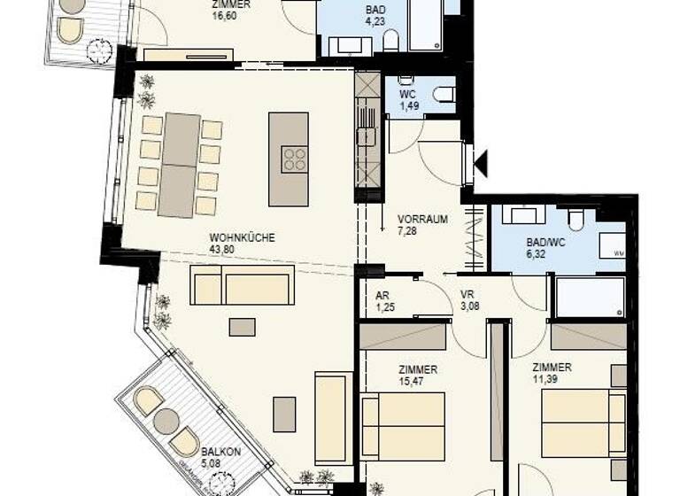 Wohnung zum Kauf - Erstbezug 1.140.700 € 4 Zimmer 112,7 m² 3. Geschoss frei ab 01.12.2026 Wien / Wien 3., Landstraße 1030