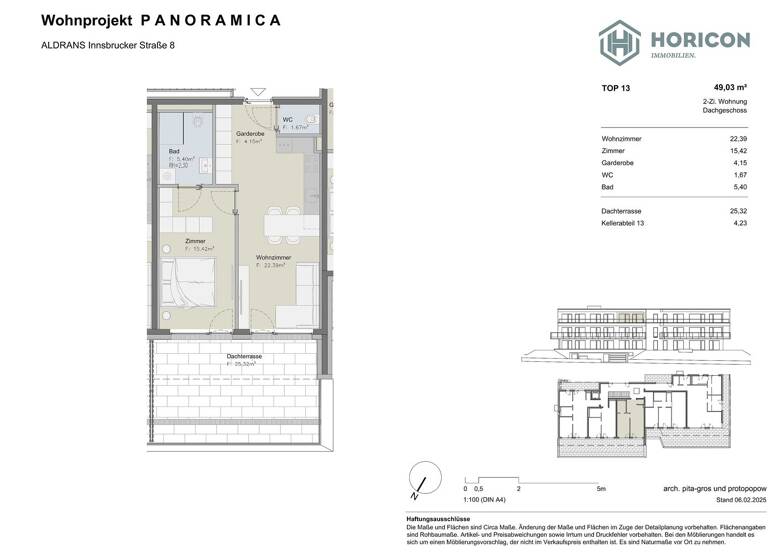 Terrassenwohnung zum Kauf provisionsfrei 498.000 € 2 Zimmer 49 m² 2. Geschoss Aldrans 6071