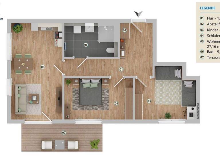 Wohnung zur Miete - Erstbezug nur mit Wohnberechtigungsschein 506 € 3 Zimmer 84,3 m² EG Zur Steilküste 8 Andershof Stralsund 18439