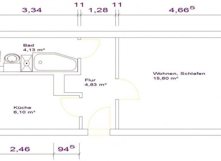 Studio zur Miete 299 € 1 Zimmer 33,2 m² 2. Geschoss Kloßstraße 27 Großzschocher Leipzig 04249