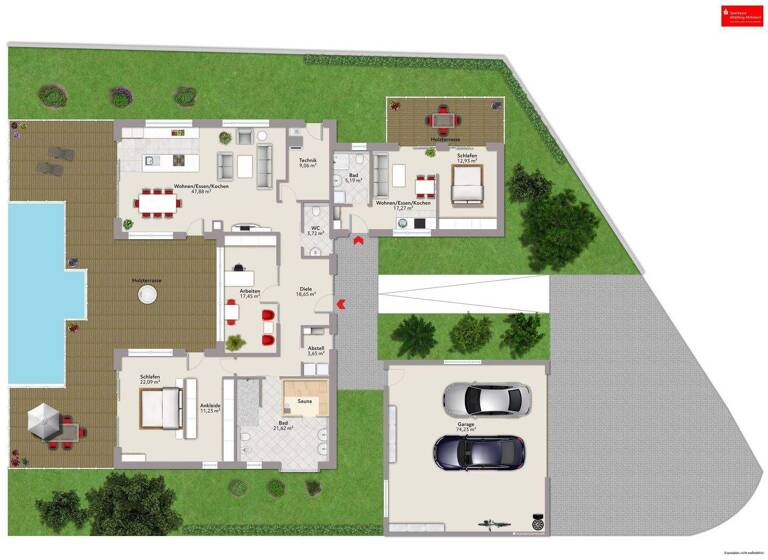 Bungalow zum Kauf 1.049.000 € 5 Zimmer 190 m² 1.124 m² Grundstück Alzgern Neuötting 84524