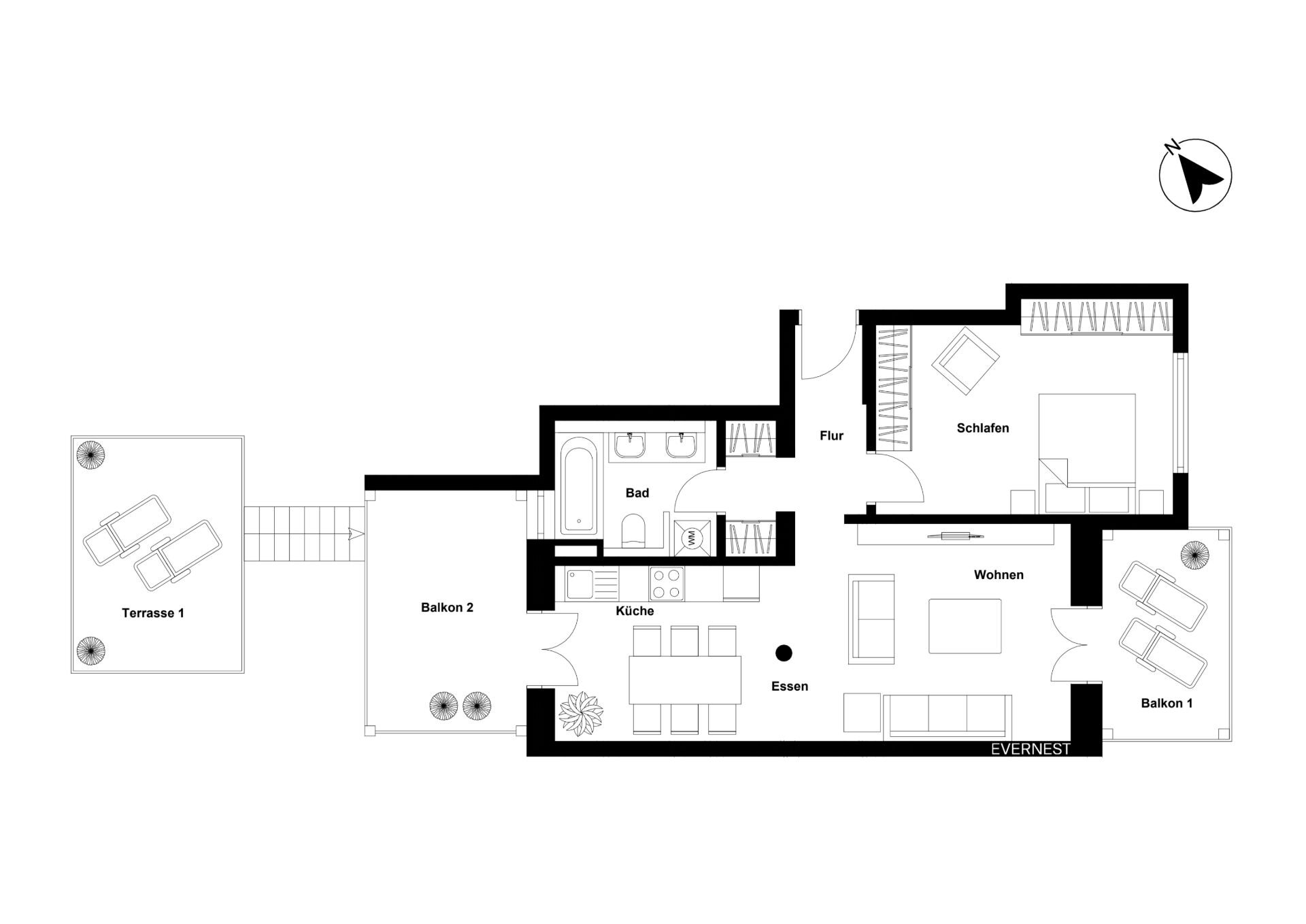 Wohnung zum Kauf 240.000 € 2 Zimmer 72 m²<br/>Wohnfläche Bad Kreuznach Bad Kreuznach 55543