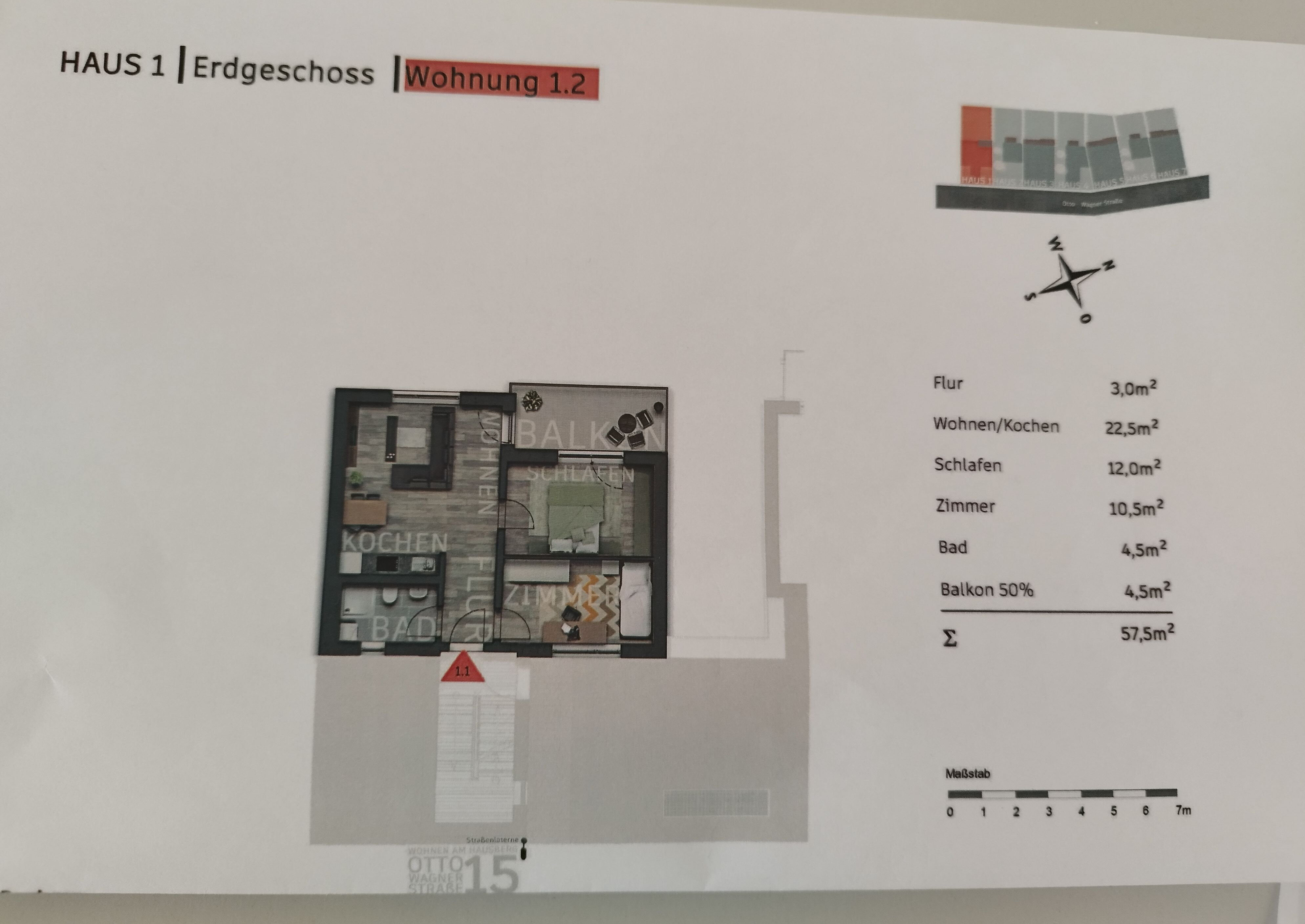 Wohnung zur Miete 1.146 € 3 Zimmer 57,3 m²<br/>Wohnfläche EG<br/>Geschoss Otto-Wagner-Str.15 Wenigenjena - Ort Jena 07749