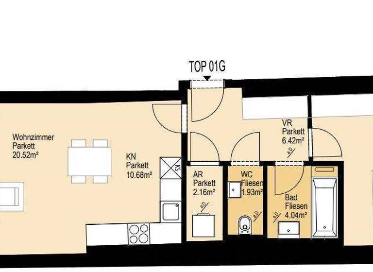 Wohnung zur Miete 1.012 € 2 Zimmer 61,4 m² 2. Geschoss Wien 1120