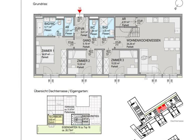 Wohnung zum Kauf 1.048.000 € 4 Zimmer 102 m² Klosterneuburg 3400