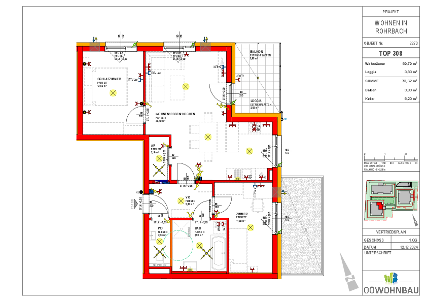 Wohnung zur Miete 705 € 3 Zimmer 69,8 m²<br/>Wohnfläche 1.<br/>Geschoss Fadingerstraße Rohrbach-Berg 4150