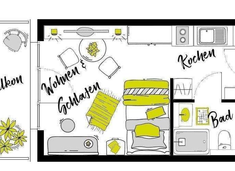 Studio zur Miete 679 € 1 Zimmer 32 m² 6. Geschoss frei ab 01.04.2026 Theodor-Heuss-Straße 26 Ingolstadt 85055