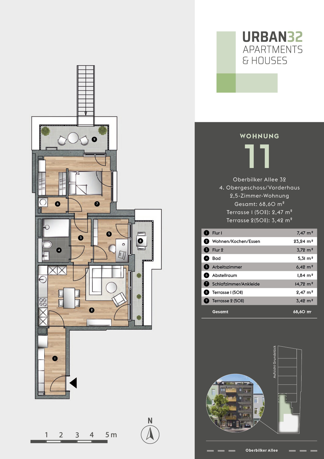 Wohnung zum Kauf provisionsfrei 589.000 € 2 Zimmer 68,6 m²<br/>Wohnfläche 4.<br/>Geschoss Friedrichstadt Düsseldorf / Friedrichstadt 40215