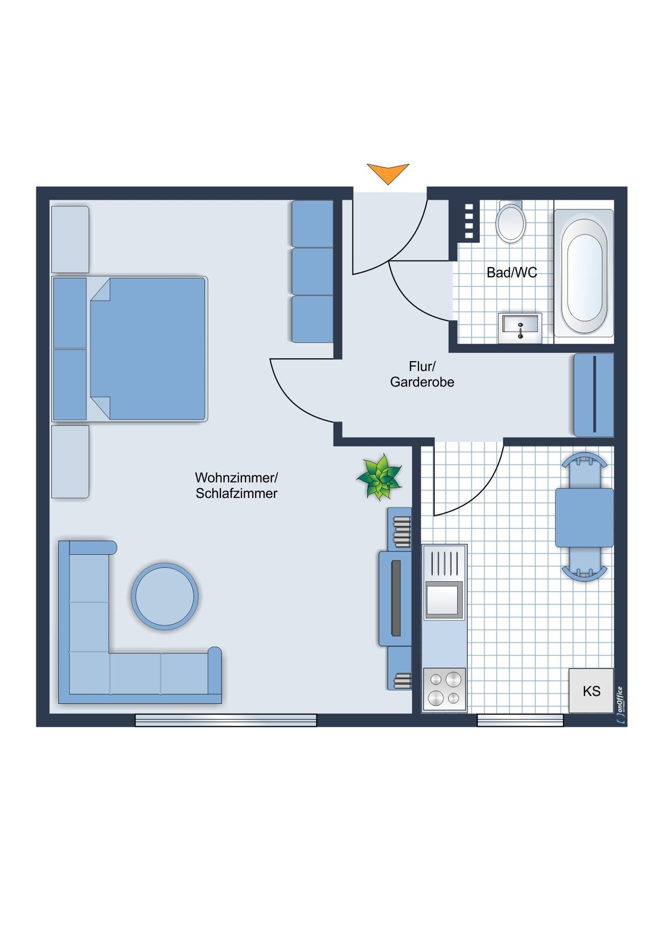 Wohnung zur Miete 395 € 1 Zimmer 36,4 m²<br/>Wohnfläche EG<br/>Geschoss 01.04.2025<br/>Verfügbarkeit Planungsbezirk 107 Straubing 94315