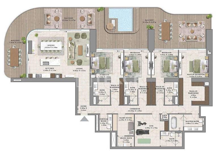 Studio zum Kauf 775.000 € 3 Zimmer 145 m² 5. Geschoss Dubai