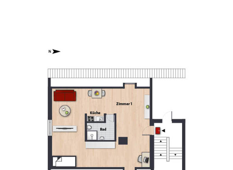 Studio zur Miete 420 € 1 Zimmer 44,6 m² EG frei ab sofort Saarstr. 12 Hohenstein Wolfsburg 38440