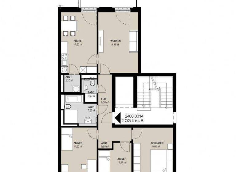 Wohnung zur Miete 1.487 € 4 Zimmer 114,4 m² 2. Geschoss Große Oderstraße 26 Frankfurt Frankfurt (Oder) 15230