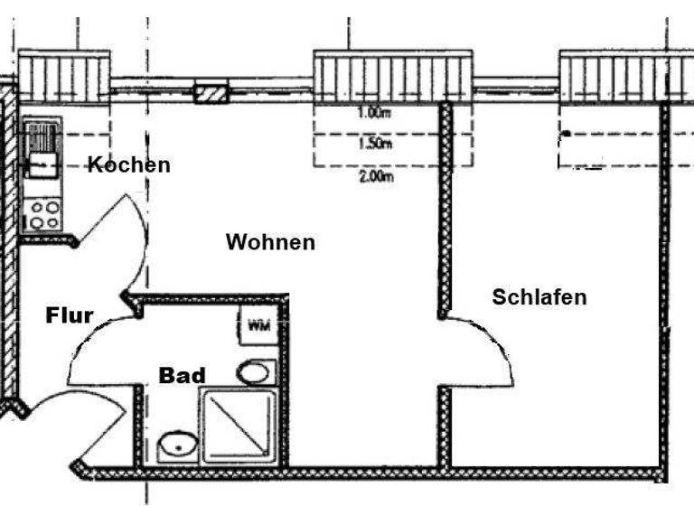 Wohnung zur Miete 400 € 2 Zimmer 46 m² 2. Geschoss Schloßplatz 11 Machern 04827