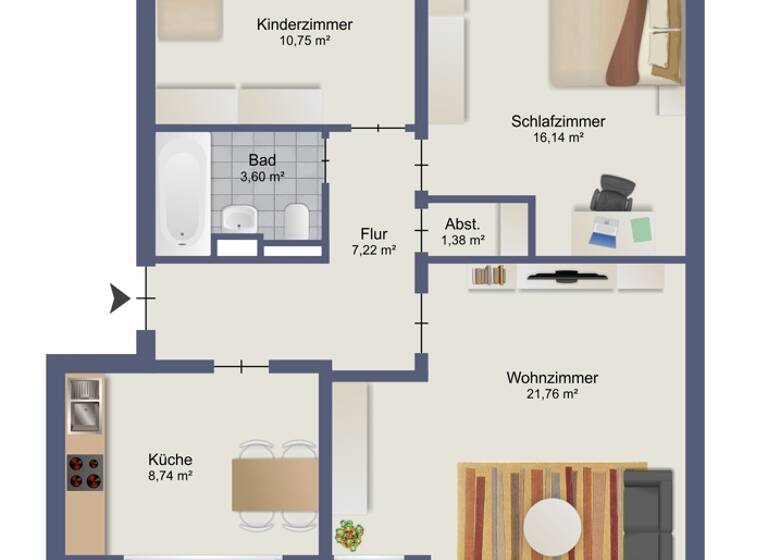 Wohnung zum Kauf 170.000 € 3 Zimmer 72 m² 2. Geschoss Sodenmatt Bremen 28259