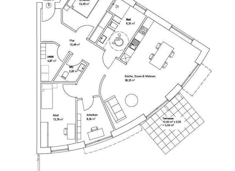 Terrassenwohnung zum Kauf - Erstbezug provisionsfrei 554.000 € 4 Zimmer 110 m² frei ab sofort Kreideberg Lüneburg 21339