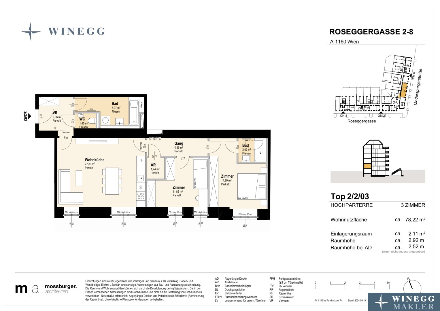 Wohnung zum Kauf 435.600 € 3 Zimmer 78,2 m²<br/>Wohnfläche EG<br/>Geschoss Roseggergasse 2-8 Wien 1160