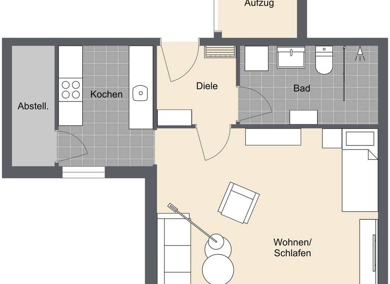Wohnung zum Kauf 139.000 € 1,5 Zimmer 41,7 m² 2. Geschoss Ehingen 89584