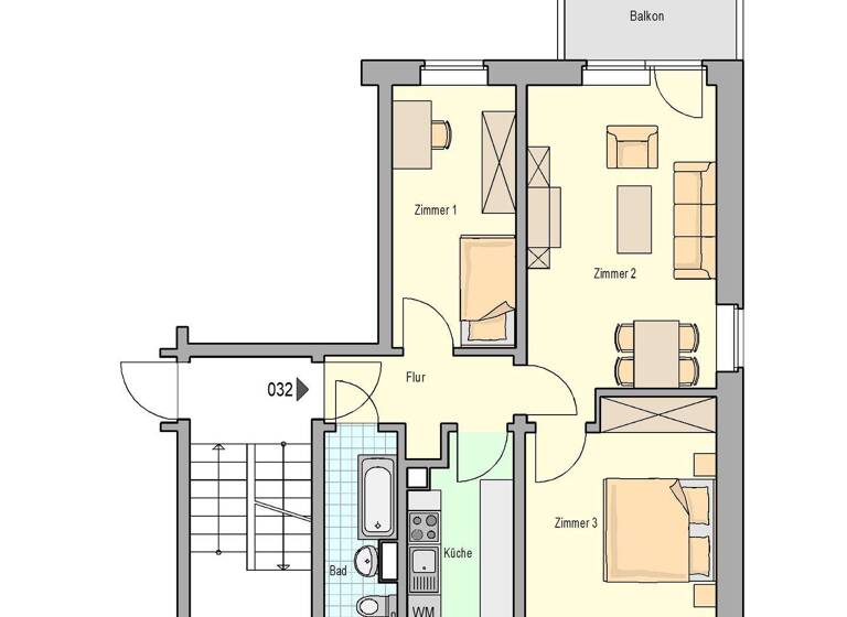 Wohnung zur Miete 340 € 3 Zimmer 60 m² 3. Geschoss frei ab sofort Wilhelm-Pieck-Str. 2d Oschatz 04758