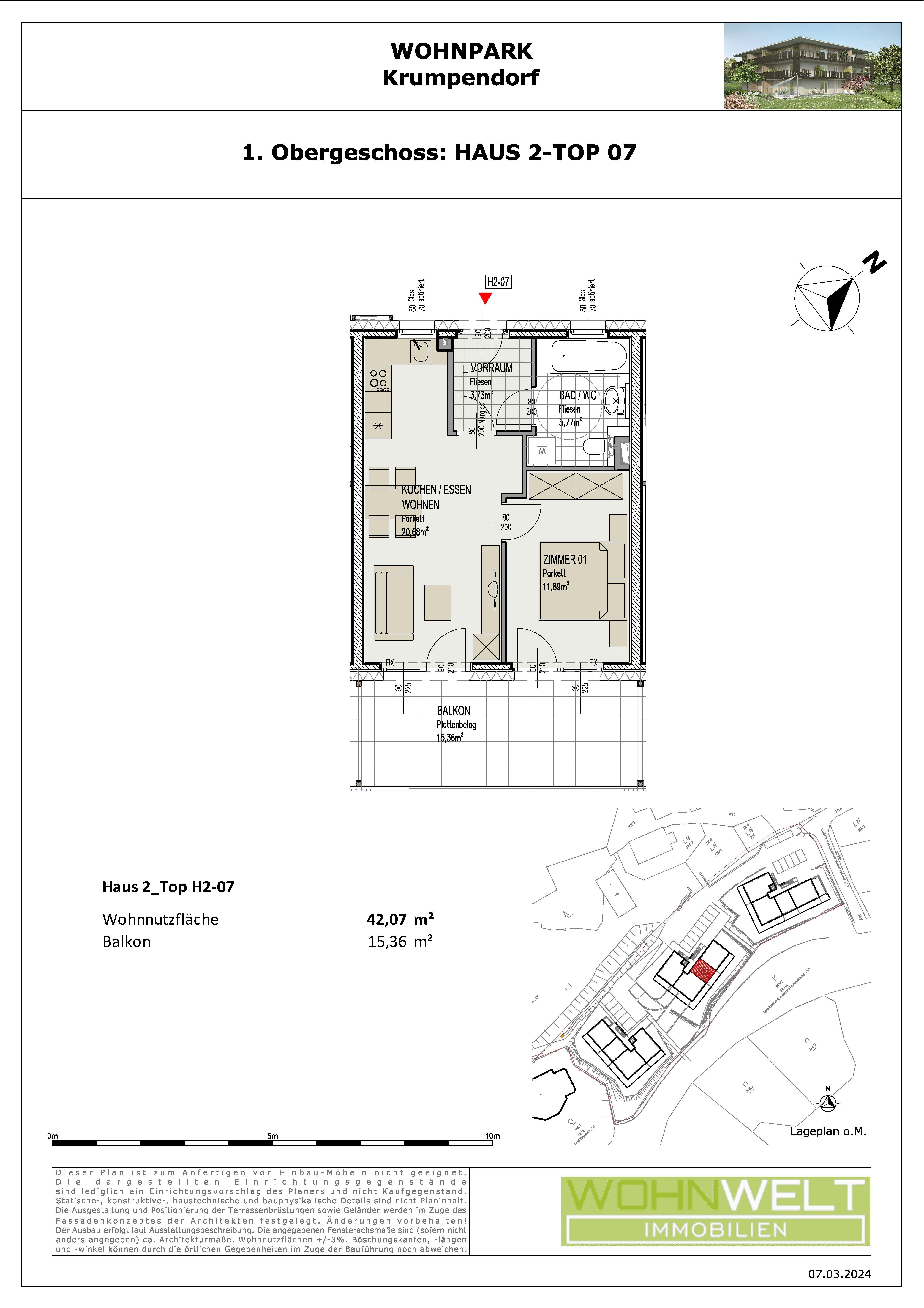 Wohnung zum Kauf provisionsfrei 309.980 € 2 Zimmer 42 m²<br/>Wohnfläche 1.<br/>Geschoss Krumpendorf am Wörthersee 9201