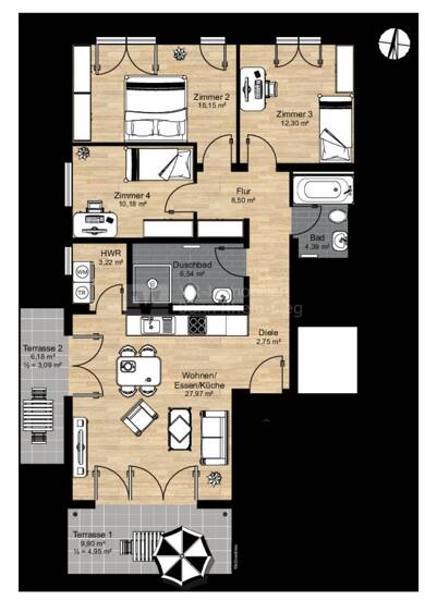 Wohnung zum Kauf provisionsfrei 764.000 € 4 Zimmer 99 m² EG Weiden Köln 50858