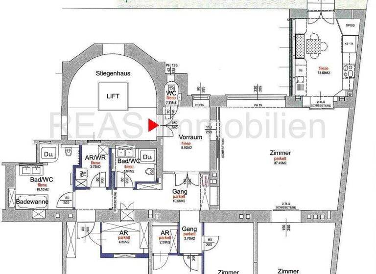 Terrassenwohnung zur Miete 2.784 € 5 Zimmer 174 m² 1. Geschoss Wien 1090