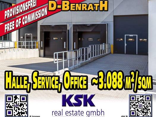 Lagerhalle zur Miete provisionsfrei 3.088 m² Lagerfläche teilbar von 373 m² bis 3.088 m² Benrath Düsseldorf 40597